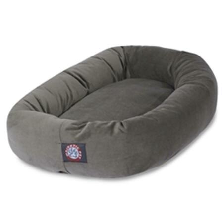 MAJESTIC PET 32 in. Gray Suede Bagel Dog Bed 78899567303